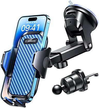 VANMASS Phone Holders for Your Car 2026 Ultimate Phone Mount Military-Grade Windshield Dashboard Vent【Newest Best Strongest】 Cell Phone Car Mount for iPhone 16 Pro Max 15 Samsung Android,Blue - Image 3