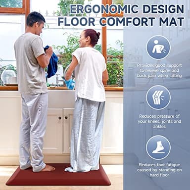 4/5 Inch Thick Kitchen Mats for Floor, StepRite Kitchen Rug for Standing Desk, Non-Slip, Thicker, Stain Resistant, Waterproof, Comfort Anti Fatigue Floor Mat for Home, Kitchen, Office - Red,70 * 24'' - Image 6