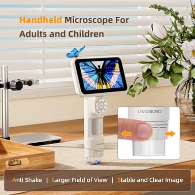 LM115 LCD Digital Coin Microscope for Adults and Kids, 5'' Handheld USB Coin Magnifier with Screen, Anti-Shake, Portable 12MP Microscope Camera with 8 LED Lights, PC View, Metal Stand, 1080P Video - Image 4
