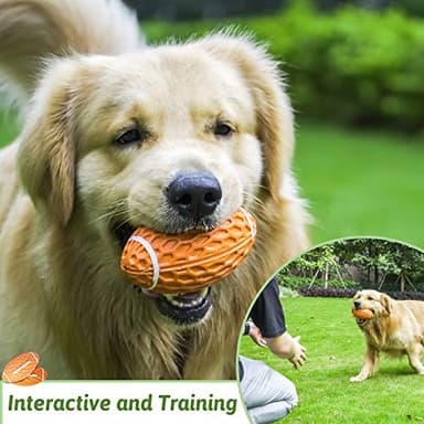 Dog Toys Ball Pet Squeaky Toys Rubber Floating Football, Interactive and Trainning Durable Chew Toys for Fetching Games for Agressive Chewer(Orange) - Image 4