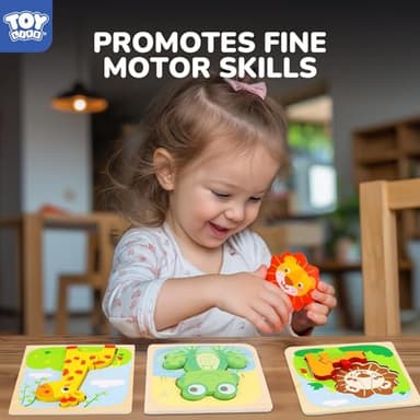 TOY Life Wooden Puzzles for Toddlers 2-4, Montessori Toys for 1 2 3 Year Old Toddler Boys Girls, Animals Jigsaw Puzzles, Educational Learning Toy Kids Puzzle, Best Gifts Toys for Baby Ages 1-3 2-4 - Image 4