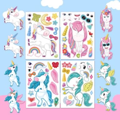 Aowplc 30 Sheets Make a Unicorn Stickers for Kids Party Favors, Birthday Decorations & Craft Activities - Image 7