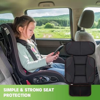 Siivton Kids Booster Seat Protector Mat, Thick, Anti-Slip, Waterproof, with Mesh Pockets for Toys & Snacks, Fits Most Cars, Black - 2 Pack - Image 8
