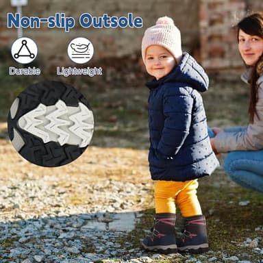 PolarPals Toddler Snow Boots Boys Girls Winter Shoes Waterproof Slip Resistant Outdoor Warm Boots for Little Kids (Grey/Dark Blue,7.5) - Image 6