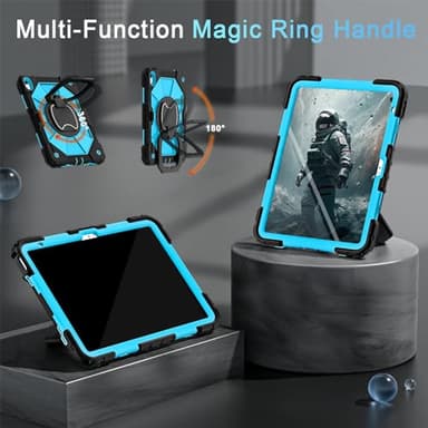 Auizotl Case for iPad (A16)11th /10th Generation 11/10.9 Inch 2025/2022 with Screen Protector Rotating Stand Shoulder Strap Pencil Holder,Military Grade Shockproof iPad Case 10th Generation,Black Blue - Image 5