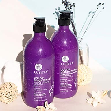 L LUSETA Color Brightening Purple Shampoo and Conditioner Set for Blonde and Gray Hair, Infused with Cocos Nucifera Oil to Help Nourish, Moisturize and Condition Hair, 2x33.8oz - Image 5