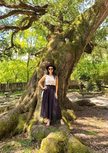 Topdress Women's Chiffon Skirts Elastic High Waist Tea Length A-line Ruffle Beach Skirts Black M - Image 3