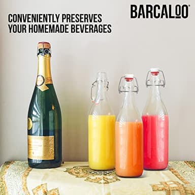 Barcaloo 12oz Flip Top Clear Glass Beer Bottles for Home Brewing - Set of 12 with Flip Caps for Beer and Wine Bottling - Family Owned American Business - Image 4