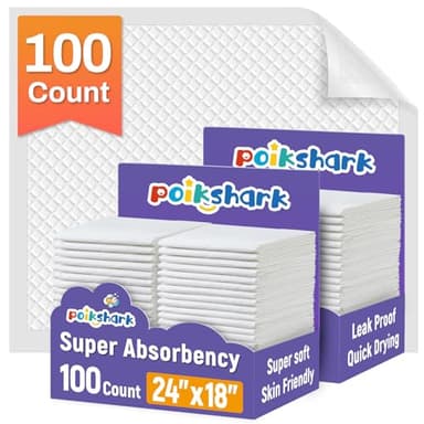 100 Pack Disposable Changing Pads for Baby [24" x 18"] Super Absorbency Disposable Underpads Large Bed Pads Absorbent Fluff Protective Table Pads Disposable Diaper Changing Pads, Leakproof - Image 1