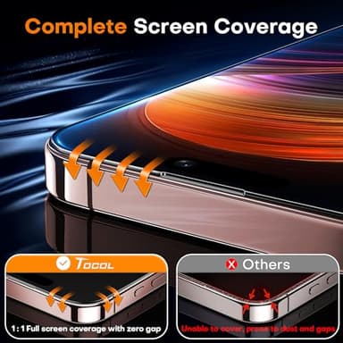 TOCOL for iPhone 16 Pro Max Screen Protector, 9H Hardness Military Grade Shatterproof HD Tempered Glass Full Coverage Easy Installation Case Friendly 2 Pack - Image 6