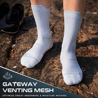 Compression Running Socks 3 Pairs, Cushion Crew Socks, Anti-Blister Moisture Wicking Athletic Hiking Basketball Socks - Image 3