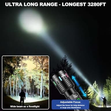 Esgreen Rechargeable Flashlights High Lumens 2000 Single 2 Modes, Super Bright LED Flashlight USB C Long Distance 3280ft, Powerful Long Lasting 10H Heavy Duty Strong Flash Light for Camping Hiking - Image 5