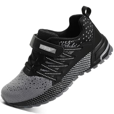 Kids Sneakers for Boys Girls Running Tennis Shoes Lightweight Breathable Sport Athletic Black Grey B Size US 11 Little Kid - Image 1