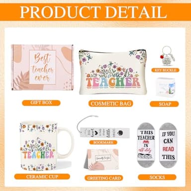 DHQH Teacher Appreciation Gifts for Women, Mother‘s Day Gifts Ideas from Coworker Funny 11oz Teacher Coffee Mug Socks Thank You Box Set for New Teachers - Image 2