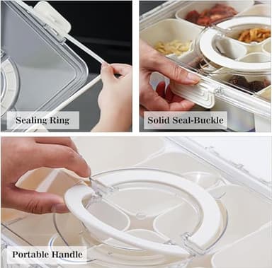 KocelFir Snack Box Container, Divided Serving Tray with Lid and Handle Snackle Box Container, Snack Organizer for Adults Fruit, Veggie, Perfect for Party, Entertaining - Image 5