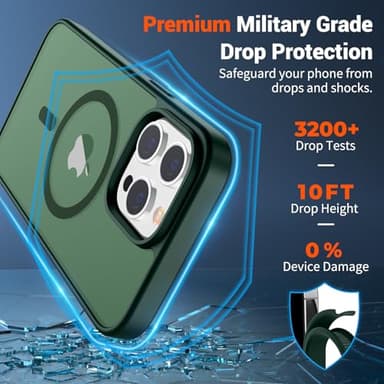 SUPFINE Magnetic for iPhone 13 Pro Max Case (Compatible with MagSafe) (Military Grade Drop Protection) Translucent Matte Shockproof Phone Case,Forest Green - Image 3