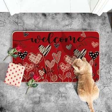 Artoid Mode Welcome Love Bowknot Valentine's Day Doormat, Home Decor Low-Profile Switch Rug Door Mat for Indoor Outdoor 17x29 Inch - Image 5