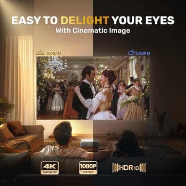 Aurzen EAZZE D1 Smart Projector with WiFi and Bluetooth, Netflix-Officially-Licensed, Auto Focus & Keystone, DoIby Audio, Zoom, Native 1080P Movie, Portable Outdoor Mini Projector, Silver - Image 4