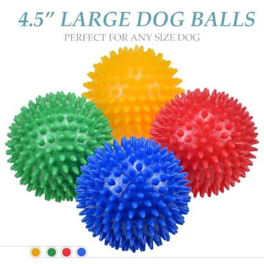 Ousiya Dog Balls 4.5” Squeaky Dog Toys Spikey Ball for Aggressive Chewers Heavy Duty Teething Large Medium Durable Dogs Balls (4 Pack) - Image 2