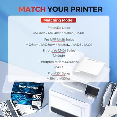 58X CF258X Toner Cartridge Black Replacement for HP 58X CF258X 58A CF258A Compatible with Laserjet MFP M428fdw M428fdn M428dw M404 M428 Pro M404n M404dn M404dw Printer 2 Pack (with Chip) - Image 2
