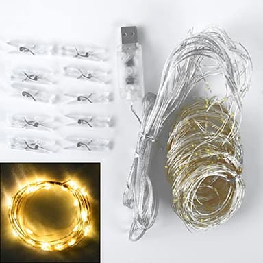 Baby Blue Sheer Tulle Backdrop Curtains with Lights String for Parites Baby Shower Decorations for Boy Bridal Shower Birthday Party Photo Shoot Background Wall Decorations 10×8ft(2 Panels 5×8ft) - Image 7