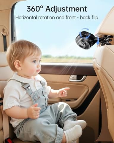 Bearwind Mini Portable Stroller Fan for Travel,360° Rotation,4-Speed LED Night Light Clip on Fans Operated by Rechargeable Battery, Baby Essentials for Car Seat Beach Bed Golf Cart (Black) - Image 4