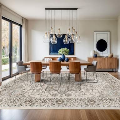 RUUGME 10x14 Area Rug Washable - Washable Lightweight Area Rug Stain Resistant Carpet Soft Rugs for Bedroom with Non Slip Backing Indoor Ultra-Thin Rugs Home Decor 10x14 Ivory - Image 4