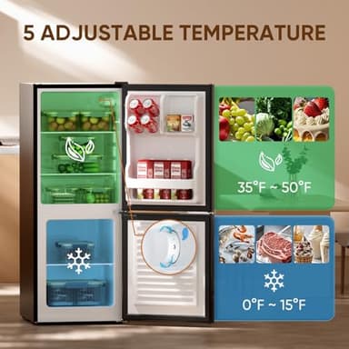 Upstreman 4.0 Cu.Ft Small Refrigerator with Bottom Freezer, Double Door Mini Fridge with Freezer, Mini Refrigerator for Apartment, Dorm, Office, BM40 (Black) - Image 3