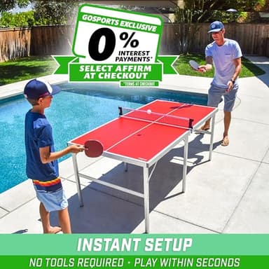 GoSports 6 ft x 3 ft Mid-Size Table Tennis Game Set - Indoor/Outdoor Portable Table Tennis Game with Net, 2 Table Tennis Paddles and 4 Balls - Image 2
