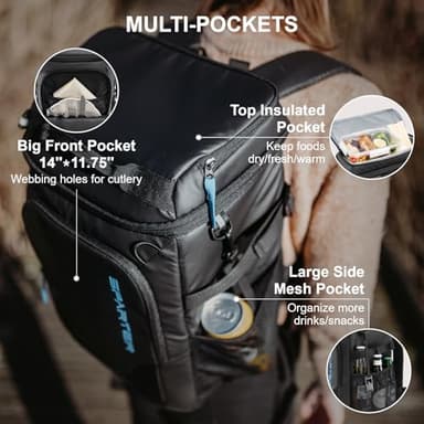 SPARTER Backpack Cooler Insulated Leak Proof 49 Cans, 2 Insulated Compartments Thermal Bag, Portable Lightweight Beach Travel Camping Lunch Backpack for Men and Women - Image 4