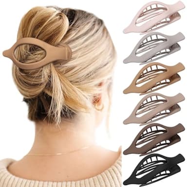 French Concord Hair Clips - 6Pcs Side Slide Volume Clips for Women Girls, Strong Hold No Slip Grip, Thick or Thin Hair (Matte Finish, L:4.6 IN, W:1.97IN) - Image 1