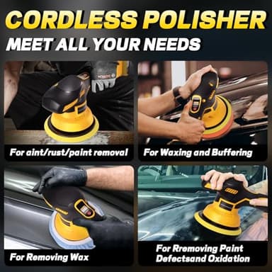 YEARTOP Cordless Car Buffer Polisher with 8 Variable Speed, Car Polisher for Detailing/Polishing/Waxing (Tools Only) - Image 3