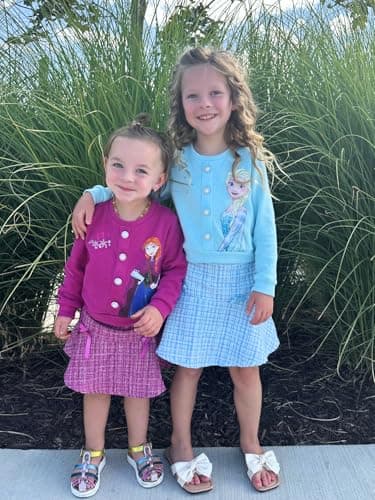 Disney Frozen Elsa Toddler Girl 2 Piece Outfit Blue Long Sleeve Snowflake Print Pearl Button Knit Top & Tweed Skirt Set Birthday Elegant Dress 5-6Y - Image 5