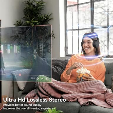 Wireless Headphones for TV Watching, TV Headphones Wireless for Seniors with Multi-Function Transmitter Charging Base, 65hrs Worktime Bluetooth Headset, No Audio Delay, Gifts for Parents & Elderly - Image 2