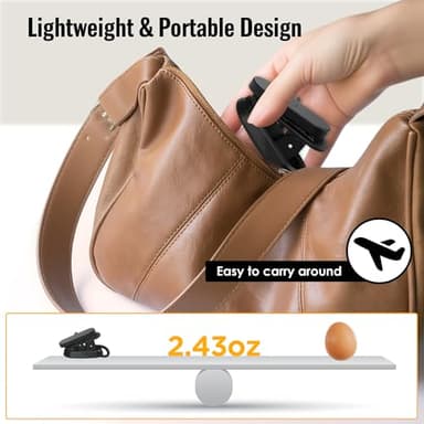 Clip-On Book Light for Reading in Bed - Portable LED Reading Light with 3 Brightness Levels,80 Hours Runtime,Rechargeable Clip Lamp for Books,Magazines,E-Readers,travel,Kid,Student,Adult,Night Readers - Image 7