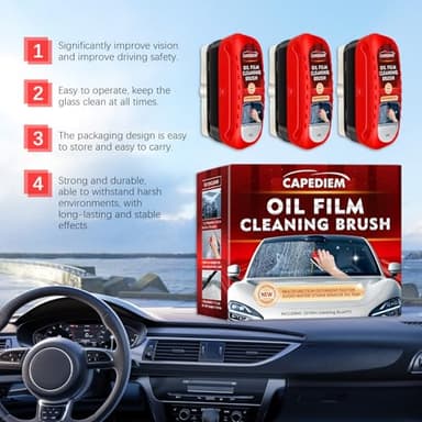 CAPEDIEM NEW Automotive Oil Film Cleaning Brush for Car Windows, Glass Cleaning Board, Car Windshield Cleaner, Suitable for Windshield Glass Oil Film Remover - Image 4