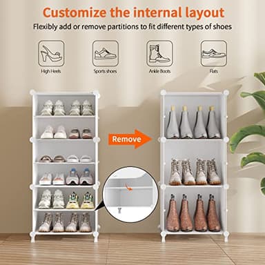 AWTATOS Shoe Rack, 8 Tier Shoe Storage Cabinet with Door, 32 Pair Shoe Organizer Shelves for Closet Hallway Bedroom Entryway, White - Image 5