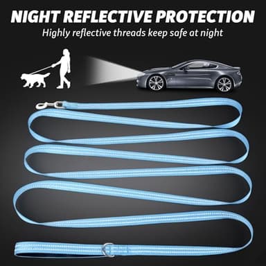 XiaZ 100 Feet Dog Training Leash, Nylon, Blue, Reflective, Padded Handle, 550 LBS Bearing, Suitable for Small, Medium Dogs and Cats - Image 2