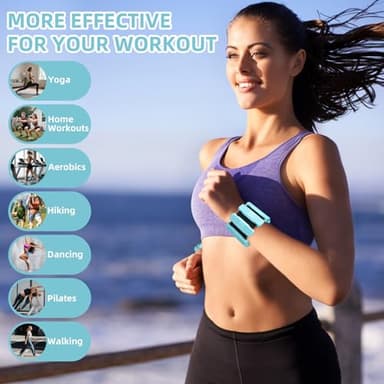 Pilates Wrist & Ankle Weights for Women, Wearable Wrist & Leg Weights Set of 2(1Lbs Each) Adjustable Ankle Weights for Walking, Yoga, Dance, Pilates, Pool Exercises and Gym(Blue) - Image 3