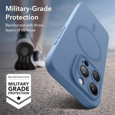 ESR for iPhone 15 Pro Max Case with MagSafe, Supports Magnetic Charging, Slim Liquid Silicone Case, Shock Absorbing, Screen and Camera Protection, Cloud Series, Light Blue - Image 4