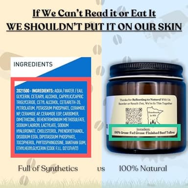 Beef Tallow for Skin | NAKED TALLOW BALM | 1 Ingredient - 100% Grass Fed Beef Tallow | Beef Tallow for Body & Face | Whipped & UNSCENTED for Sensititve Dry Skin, Babies, Eczema, Psoriasis, Rosacea (4oz) - Image 4