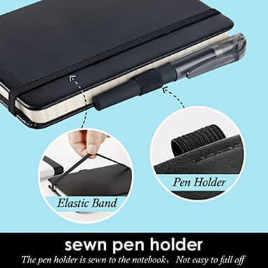 NIRMIRO (3 Pack) Pocket Notebook Journal, Hardcover Small Mini Notebooks with Pens for Work, 3.7" x 5.7" A6 Notebook College Ruled with 100Gsm Premium Thick Lined Paper, Black Leather - Image 2