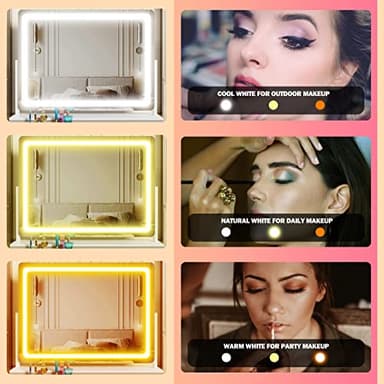 Gvnkvn Lighted Makeup Mirror, 17.3"x13" Hollywood Vanity Mirror with Lights, Three Color Lighting Modes, and 5X Magnification Mirror, Smart Touch Control, 360°Rotation (Gold,17.3in Gift Box) - Image 3