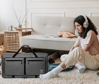 Bago Large Foldable Duffel Bags for Traveling Women & Men - 80L Packable Duffle Bag for Travel with Shoe Compartment - Water Repellant, Heavy Duty, Lightweight Folding & Collapsible (SnowBlack) - Image 2