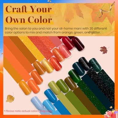 Beetles Fall Gel Nail Polish Set - 20 Colors Yellow Orange Burgundy Red Brown Black Green Gel Nail Polish Kit with Glossy Matte Gel Top Base Coat Soak Off Uv Manicure Gift for Women - Image 2