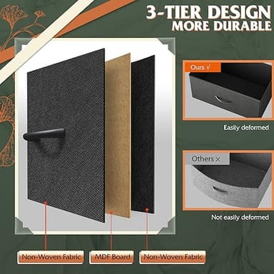 WLIVE Storage Organizer Unit with 12 Fabric Bins, Storage Drawers Organizer with Steel Frame, Tall Storage Tower Organizaton for Living Room, Hallway, Office, Charcoal Black - Image 5