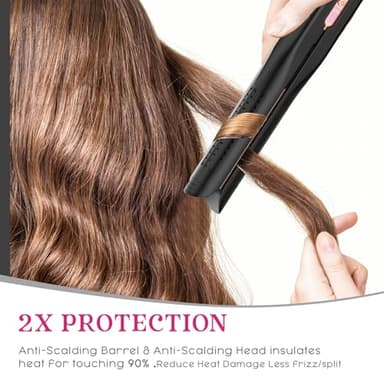 SKIMI Airflow Styler, Titanium Flat Iron Hair Straightener, Professional Curling Iron with Cooling Air Vents to Lock in Style, 5 Temps & Dual Voltage, Auto Off(Black & Copper). - Image 4