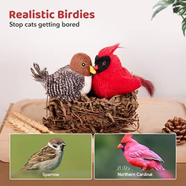 Potaroma Cat Toys Chirping Birds 2 Pcs with Catnip SilverVine, Interactive Cat Kicker, Lifelike Birdie Tweets, Indoor Kitty Kitten Exercise Toys 4.0" - Image 3
