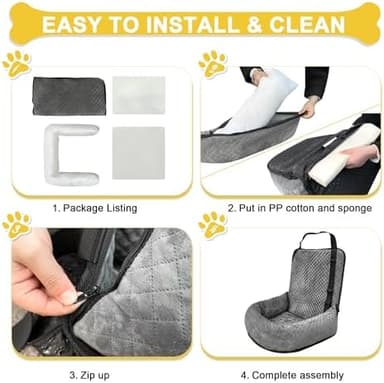 Dog Car Seat for Small Medium Dogs,Detachable Washable Travel Safety Pet Booster Seat, Comfy Ultra Soft and Multifunctional Car Travel Bed,Grey - Image 7
