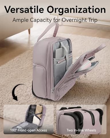 LUGGEX Underseat Carry On Luggage with Wheels, Stylish Lightweight Under Seat Luggage, Soft Sided Personal Item Suitcase for Short Trip (Grey Pink, 16 Inch) - Image 6